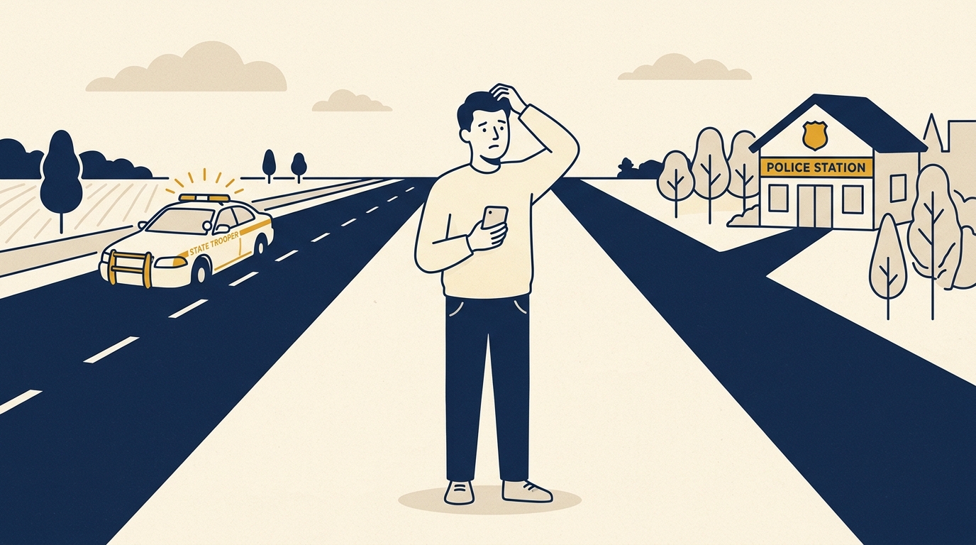 Atlanta driver deciding whether the Georgia State Patrol or Atlanta Police Department has their interstate crash report