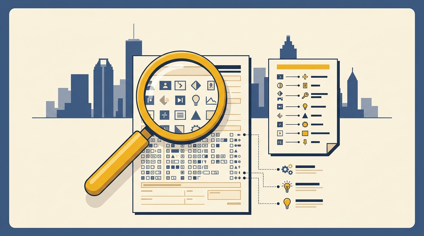 Magnifying glass decoding the numeric overlay codes on a Georgia Uniform Motor Vehicle Crash Report for an Atlanta driver